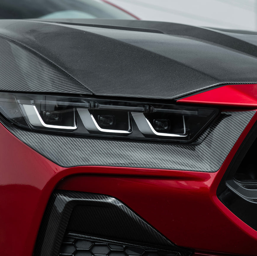 2024-Up Ford Mustang GT | Dry Carbon Fiber Overlay Headlight Eyebrow image 13