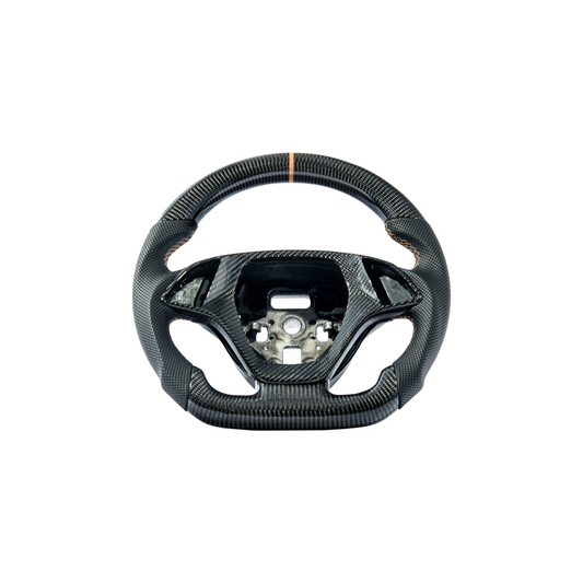 Chevrolet Corvette C7 Black Leather Orange Stitching Carbon Fiber Steering Wheel image 2