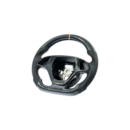 Chevrolet Corvette C7 Black Leather Orange Stitching Carbon Fiber Steering Wheel image 3