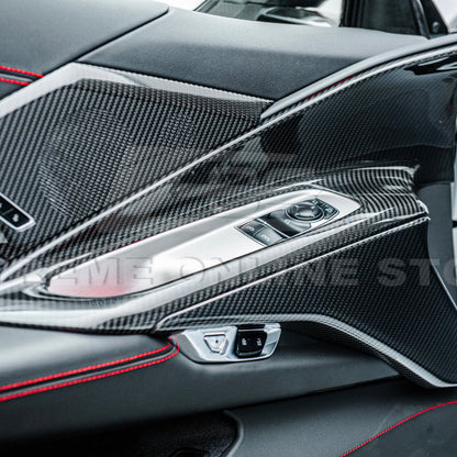 Corvette C8 DRY CARBON FIBER Window Switch Trim & Pillar Panel Cover image 31