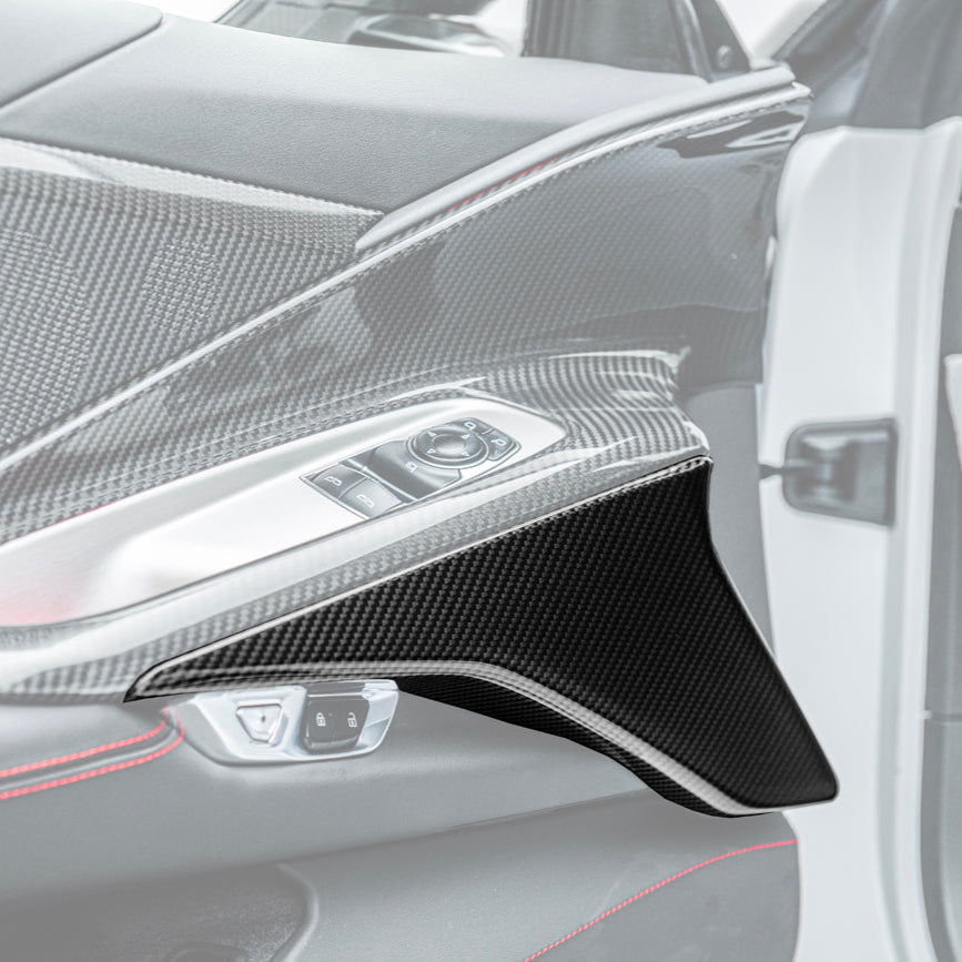 Corvette C8 DRY CARBON FIBER Window Switch Trim & Pillar Panel Cover image 20