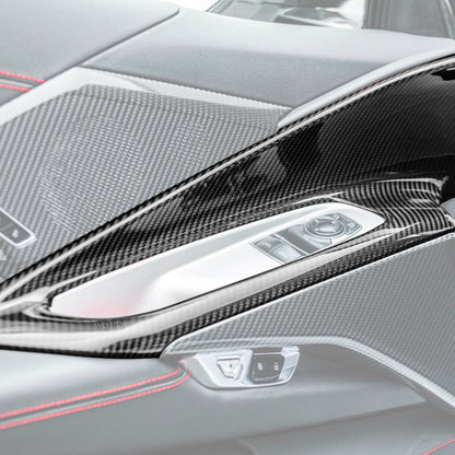 Corvette C8 DRY CARBON FIBER Window Switch Trim & Pillar Panel Cover image 30