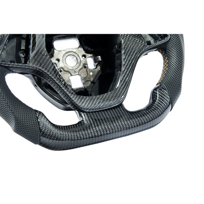 Chevrolet Corvette C7 Black Leather Orange Stitching Carbon Fiber Steering Wheel image 10
