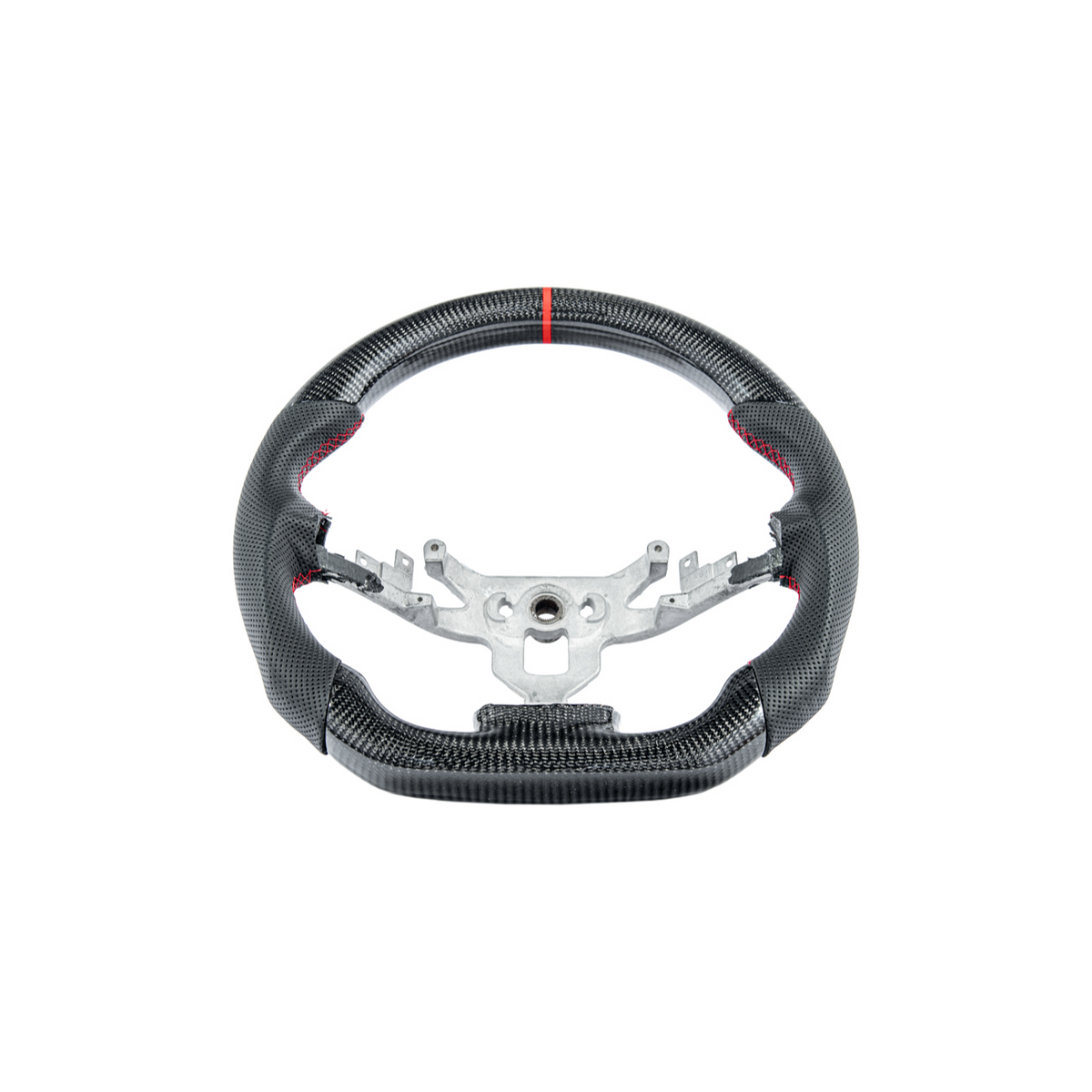 2006-13 Corvette C6 CARBON FIBER Perforated Leather Red Stripe Steering Wheel image 5