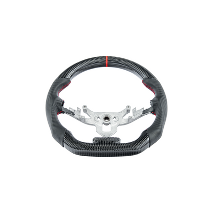 2006-13 Corvette C6 CARBON FIBER Perforated Leather Red Stripe Steering Wheel image 5