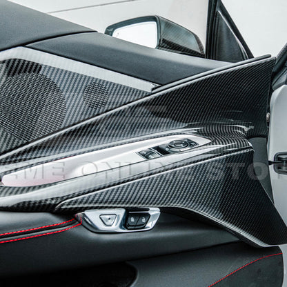 Corvette C8 DRY CARBON FIBER Window Switch Trim & Pillar Panel Cover image 8