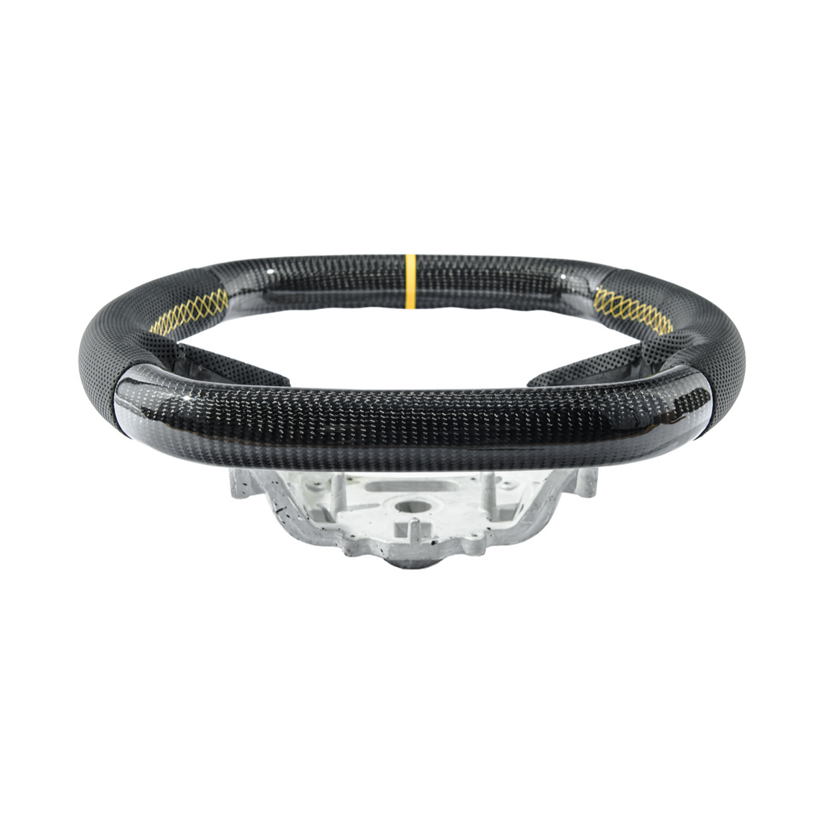 Corvette C8 Carbon Fiber Steering Wheel Black Perforated Leather YELLOW Stitching YELLOW Stripe image 7