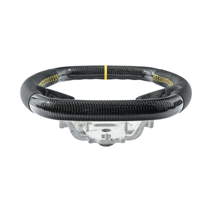 Corvette C8 Carbon Fiber Steering Wheel Black Perforated Leather YELLOW Stitching YELLOW Stripe image 7