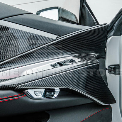 Corvette C8 DRY CARBON FIBER Window Switch Trim & Pillar Panel Cover image 22