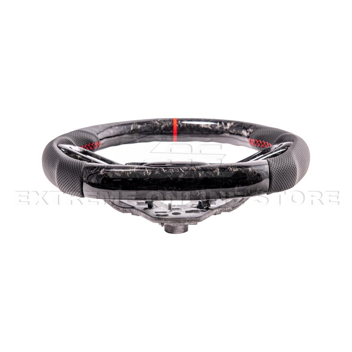 2024-Up Ford Mustang Forged CARBON FIBER Perforated Leather Red Stripe Steering Wheel image 15