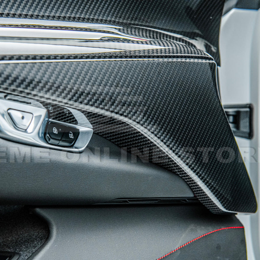 Corvette C8 DRY CARBON FIBER Window Switch Trim & Pillar Panel Cover image 9