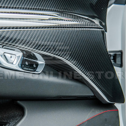 Corvette C8 DRY CARBON FIBER Window Switch Trim & Pillar Panel Cover image 9