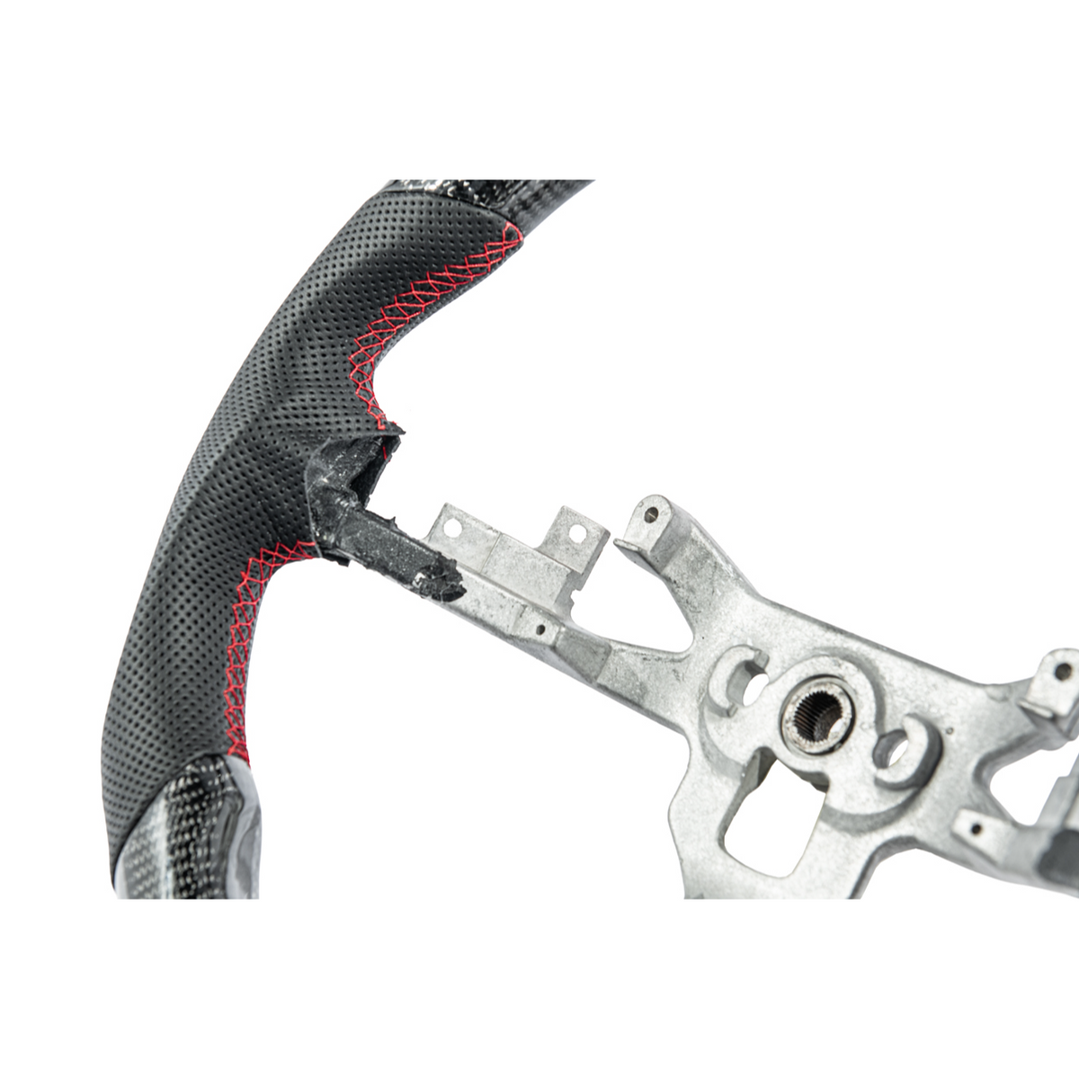 2006-13 Corvette C6 CARBON FIBER Perforated Leather Red Stripe Steering Wheel image 8