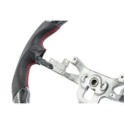 2006-13 Corvette C6 CARBON FIBER Perforated Leather Red Stripe Steering Wheel image 8