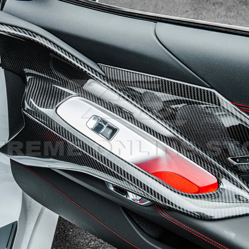 Corvette C8 DRY CARBON FIBER Window Switch Trim & Pillar Panel Cover image 10