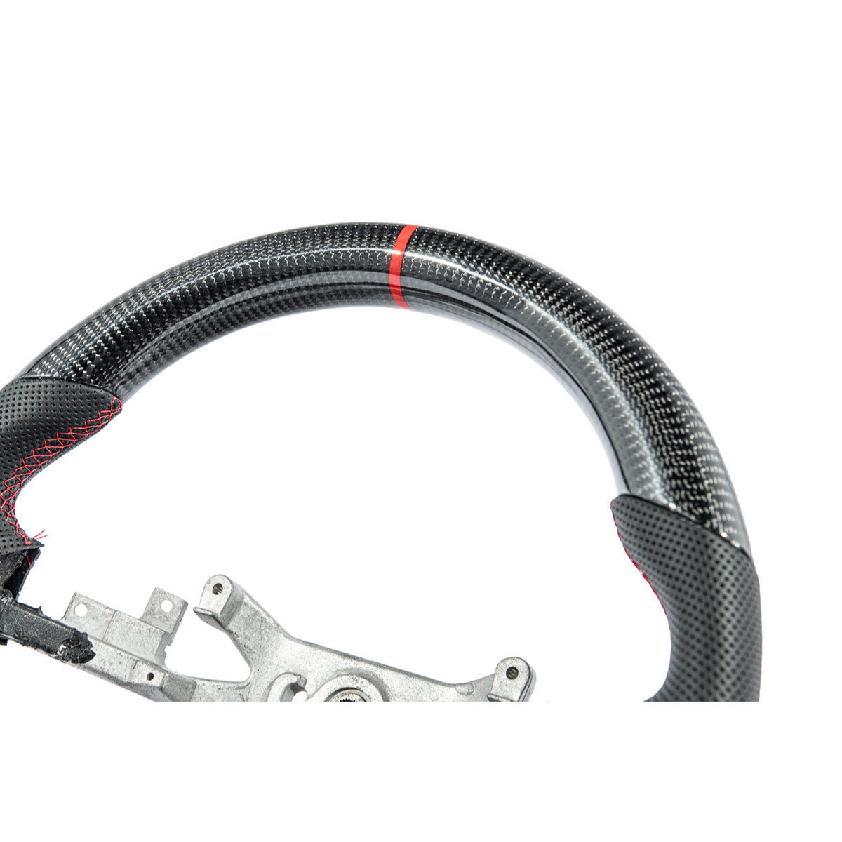 2006-13 Corvette C6 CARBON FIBER Perforated Leather Red Stripe Steering Wheel image 9
