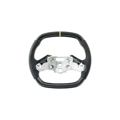 Corvette C8 Carbon Fiber Steering Wheel Black Perforated Leather YELLOW Stitching YELLOW Stripe image 1
