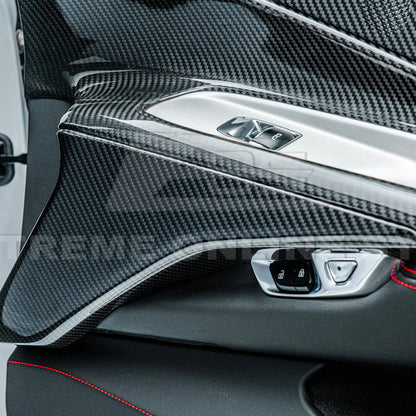Corvette C8 DRY CARBON FIBER Window Switch Trim & Pillar Panel Cover image 11