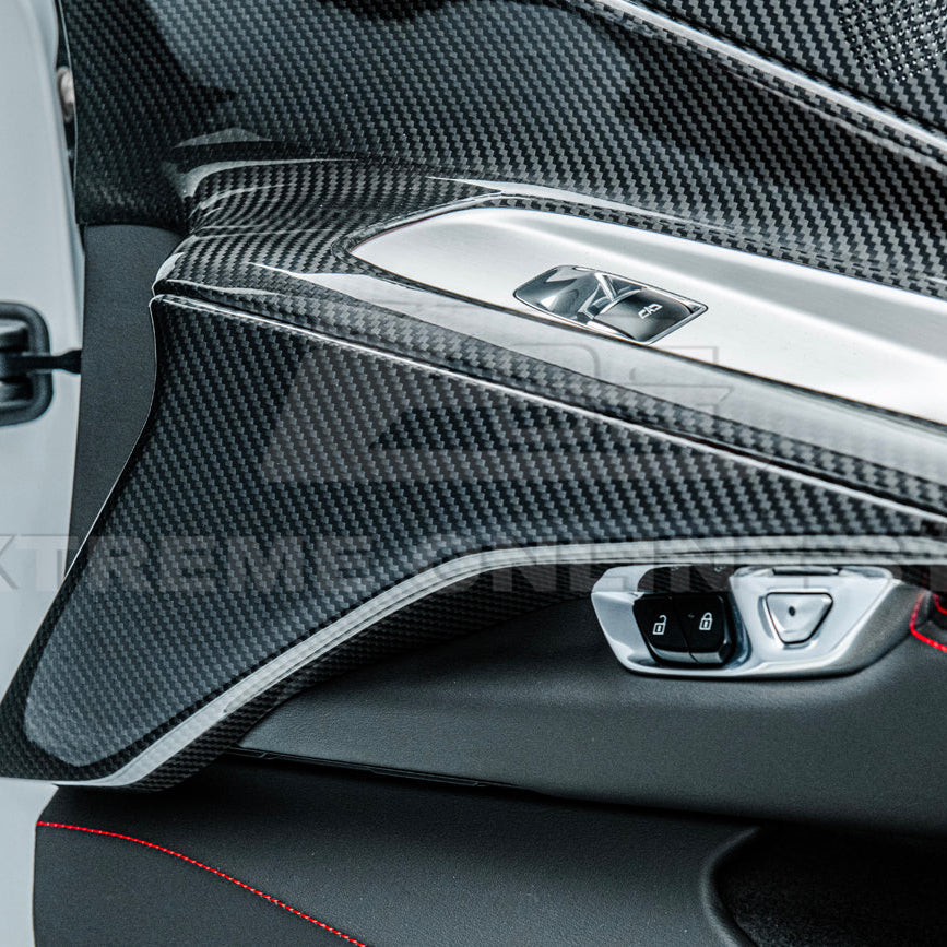 Corvette C8 DRY CARBON FIBER Window Switch Trim & Pillar Panel Cover image 23