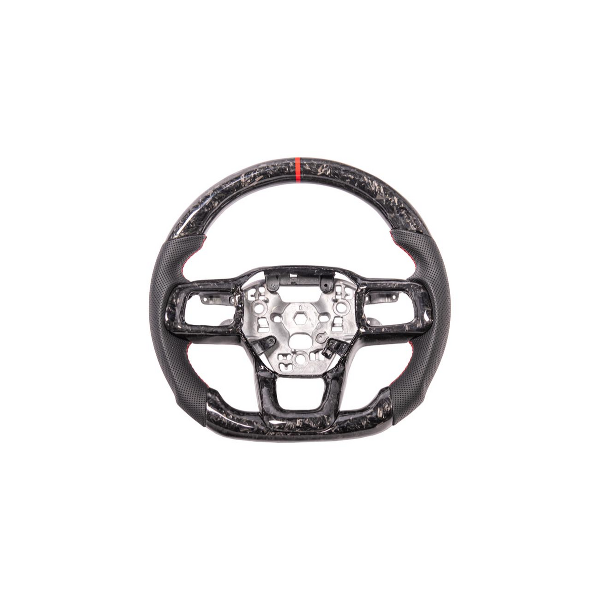 2024-Up Ford Mustang Forged CARBON FIBER Perforated Leather Red Stripe Steering Wheel image 11