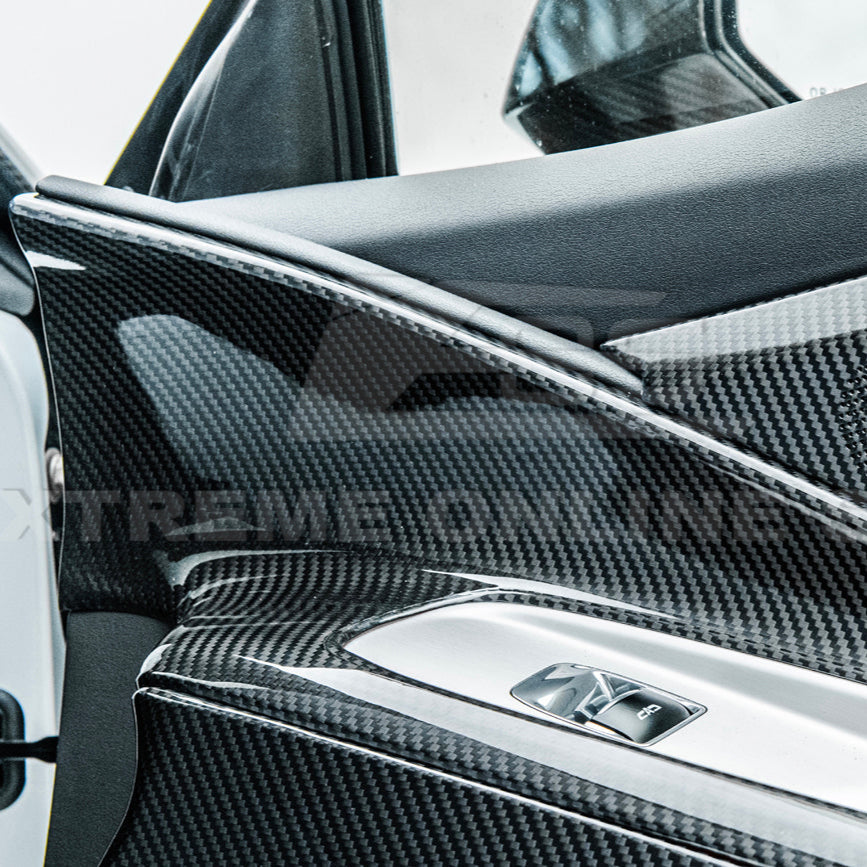 Corvette C8 DRY CARBON FIBER Window Switch Trim & Pillar Panel Cover image 12
