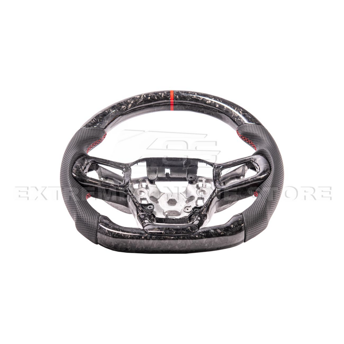 2024-Up Ford Mustang Forged CARBON FIBER Perforated Leather Red Stripe Steering Wheel image 12