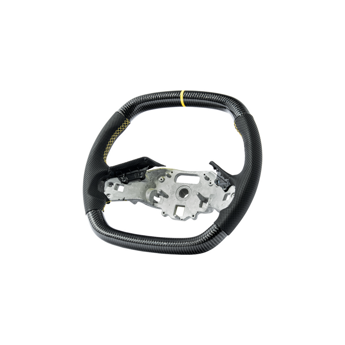 Corvette C8 Carbon Fiber Steering Wheel Black Perforated Leather YELLOW Stitching YELLOW Stripe image 3