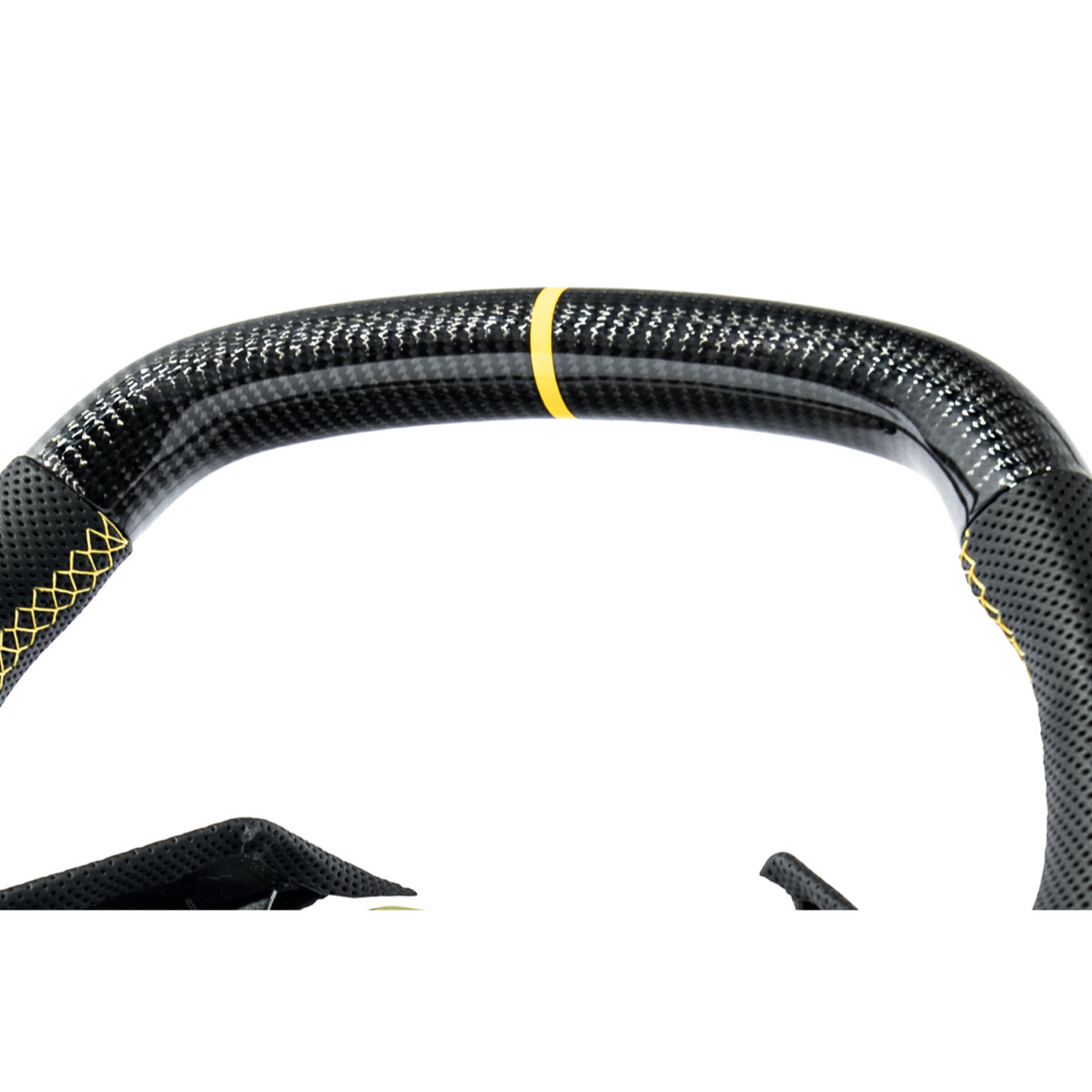 Corvette C8 Carbon Fiber Steering Wheel Black Perforated Leather YELLOW Stitching YELLOW Stripe image 10