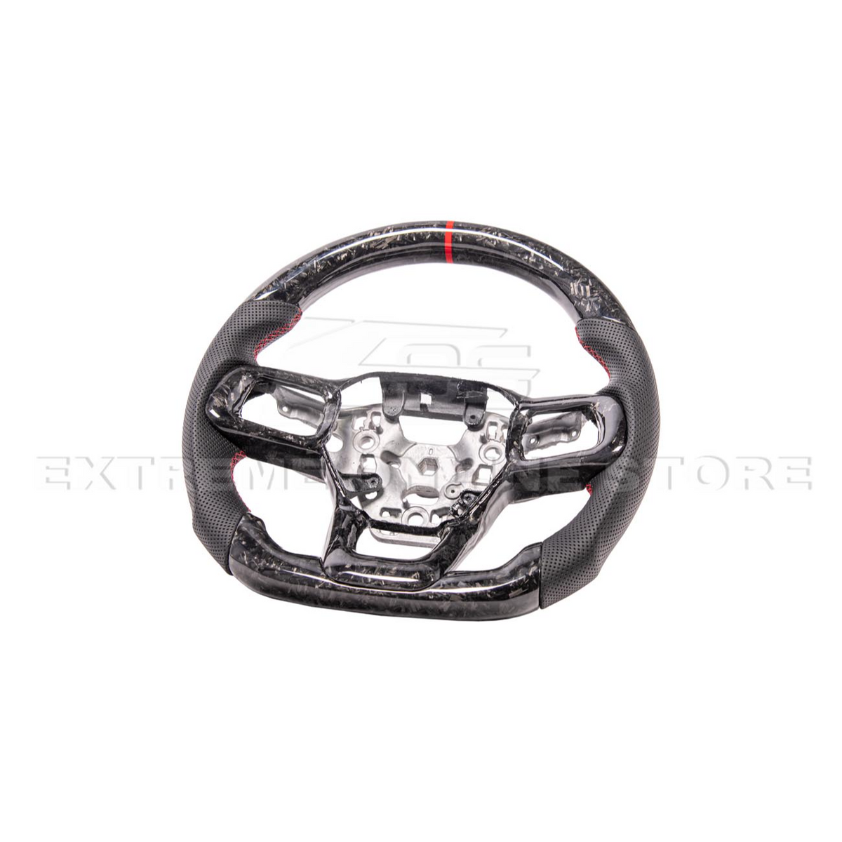 2024-Up Ford Mustang Forged CARBON FIBER Perforated Leather Red Stripe Steering Wheel image 13
