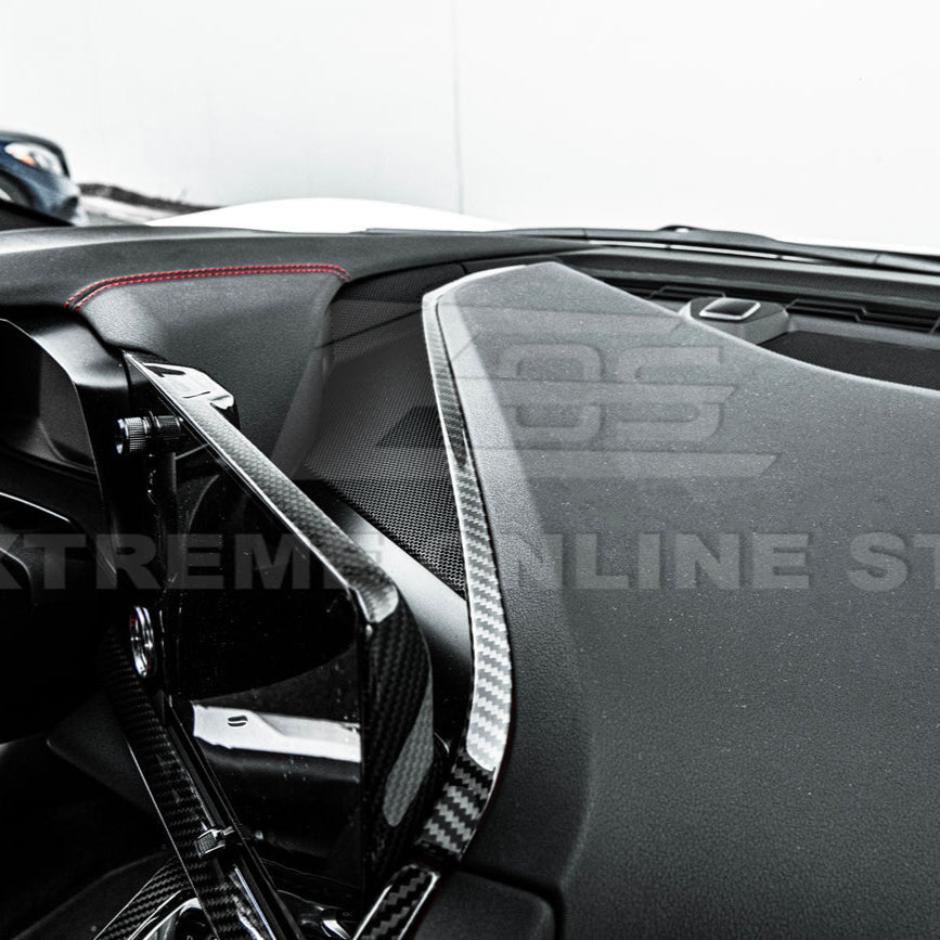 Corvette C8 DRY CARBON FIBER Upper Dash Pad Trim Kit image 6