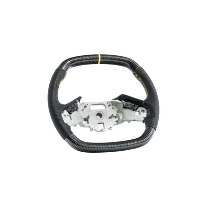 Corvette C8 Carbon Fiber Steering Wheel Black Perforated Leather YELLOW Stitching YELLOW Stripe image 4
