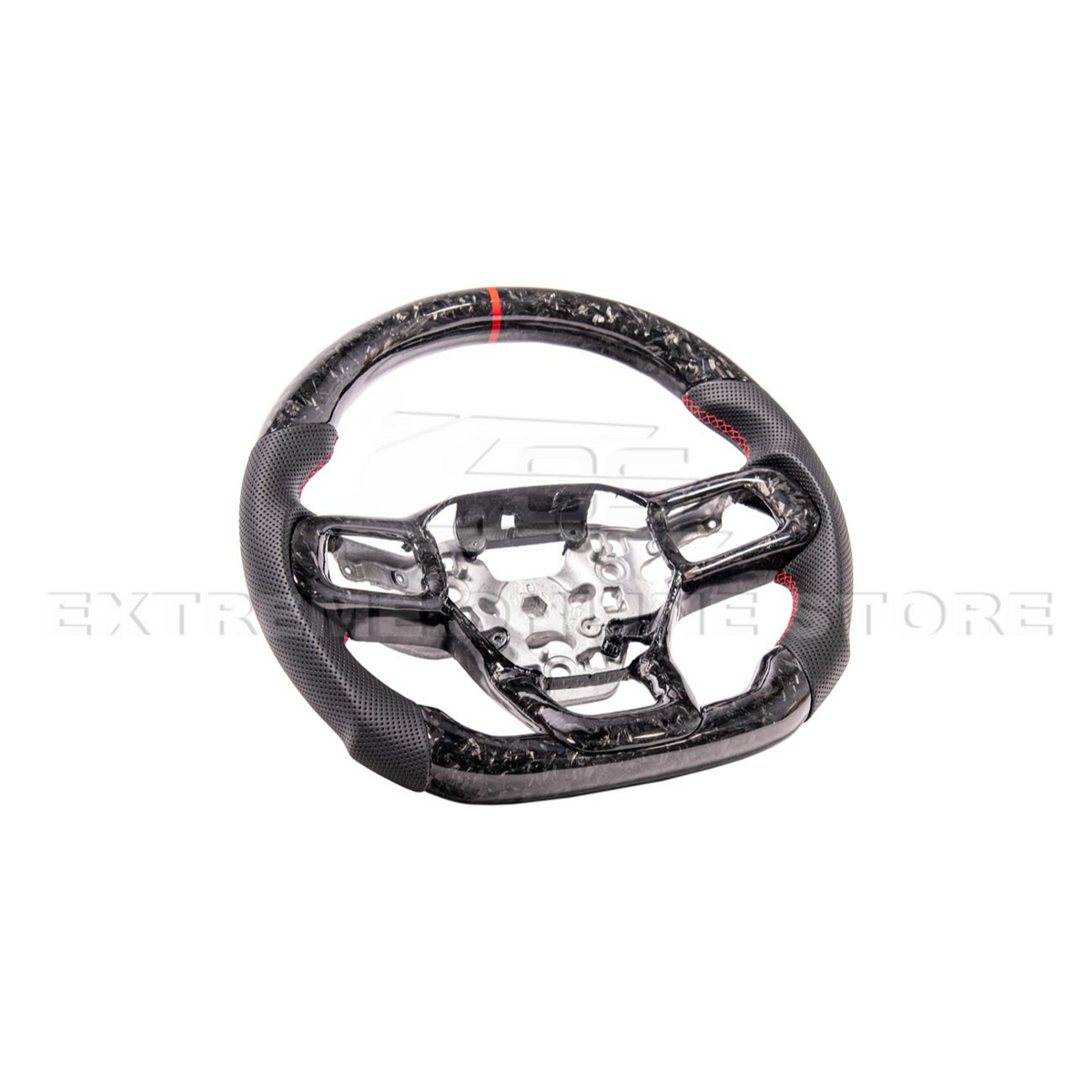 2024-Up Ford Mustang Forged CARBON FIBER Perforated Leather Red Stripe Steering Wheel image 14