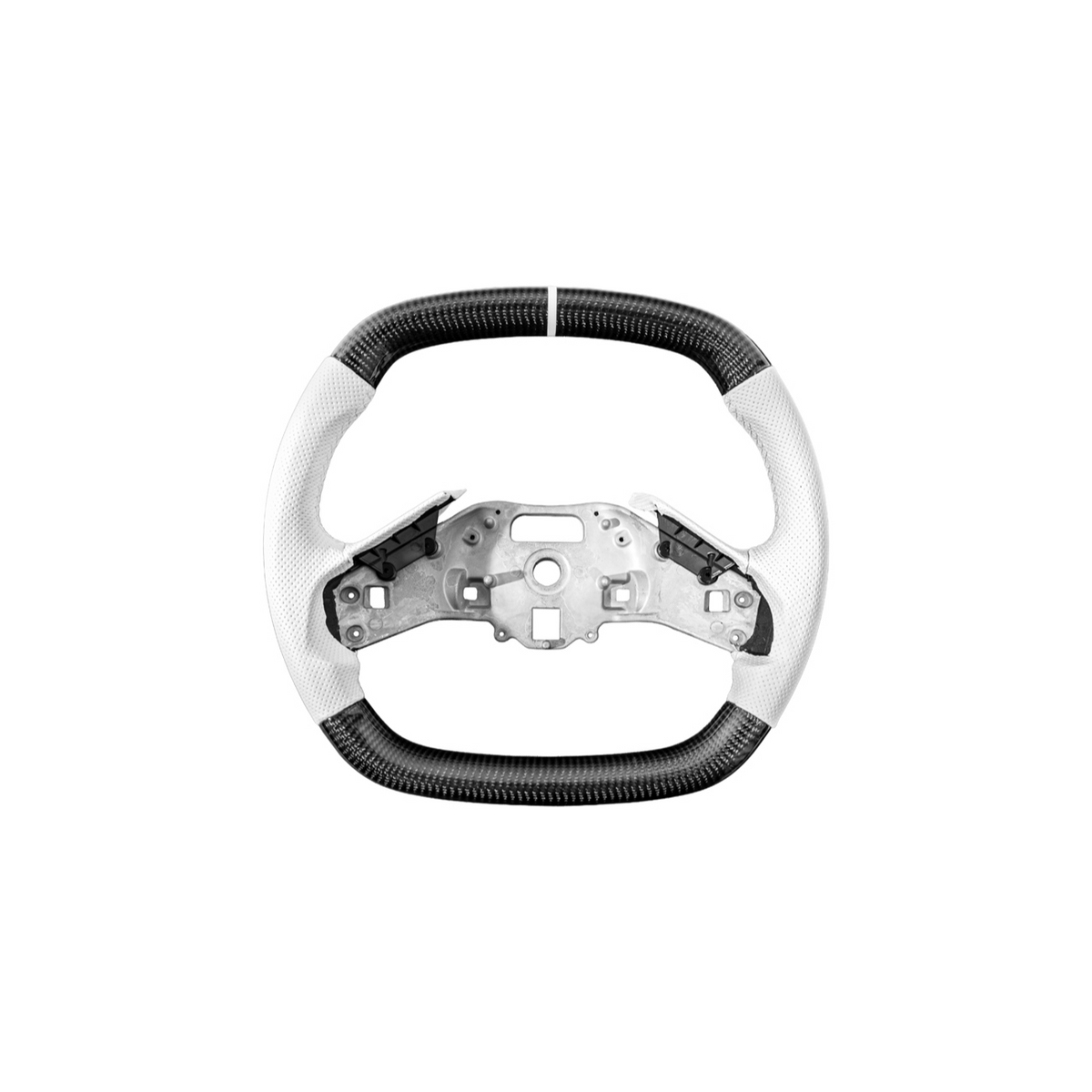 Corvette C8 Carbon Fiber Steering Wheel White Perforated Leather White Stitching White Stripe image 1
