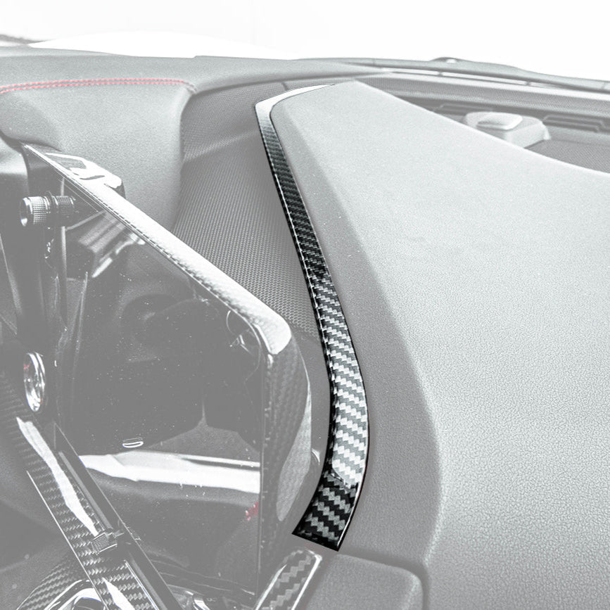 Corvette C8 DRY CARBON FIBER Upper Dash Pad Trim Kit image 3