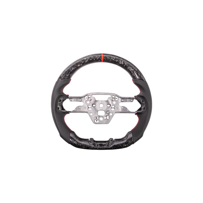 2024-Up Ford Mustang Forged CARBON FIBER Perforated Leather Red Stripe Steering Wheel image 2