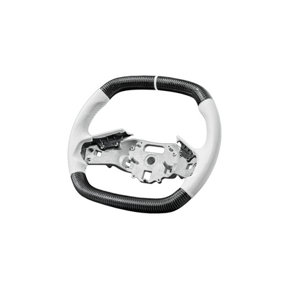 Corvette C8 Carbon Fiber Steering Wheel White Perforated Leather White Stitching White Stripe image 3