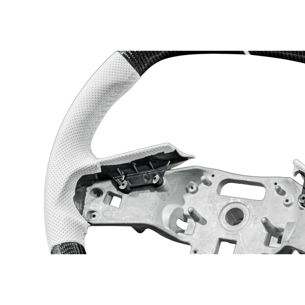 Corvette C8 Carbon Fiber Steering Wheel White Perforated Leather White Stitching White Stripe image 8