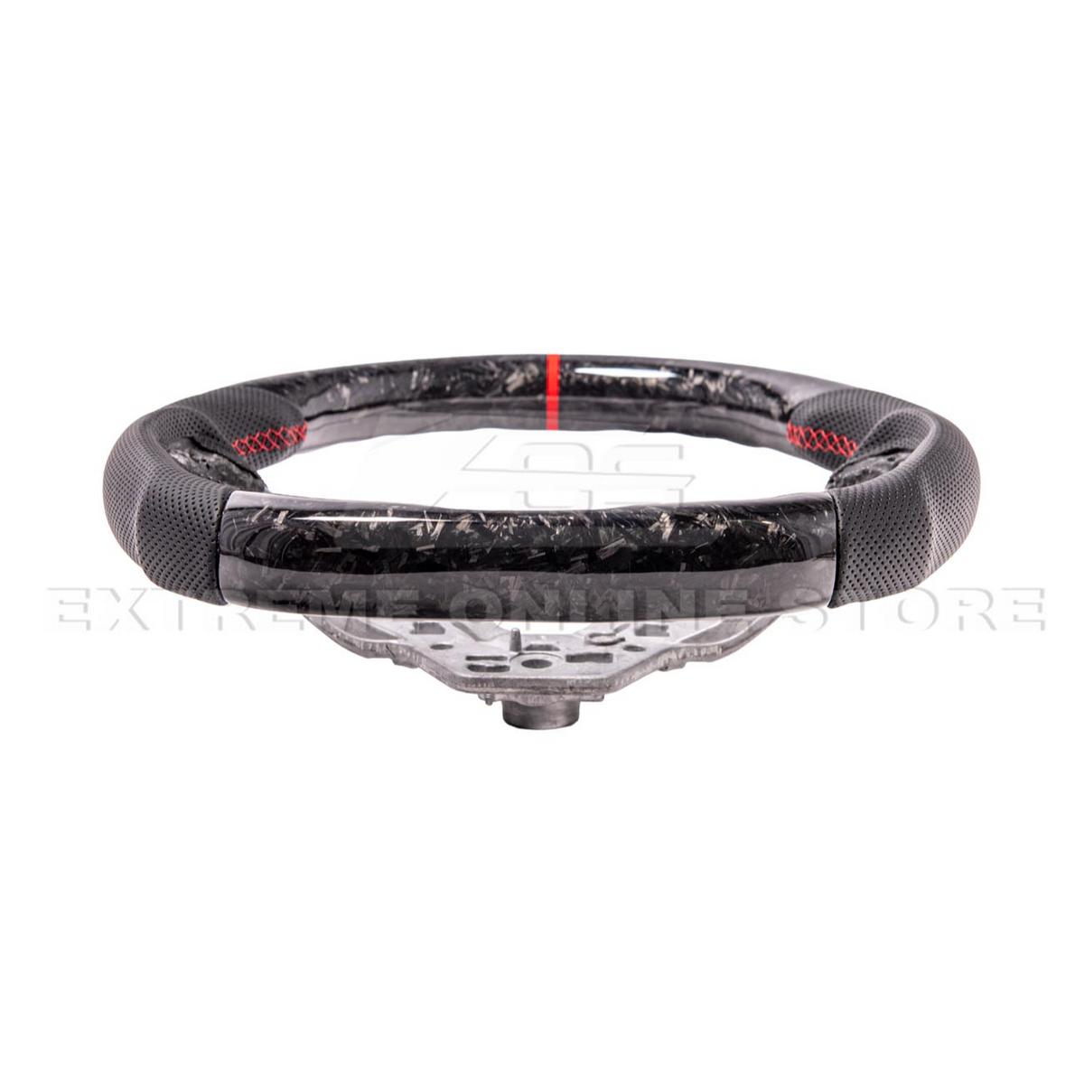 2024-Up Ford Mustang Forged CARBON FIBER Perforated Leather Red Stripe Steering Wheel image 4