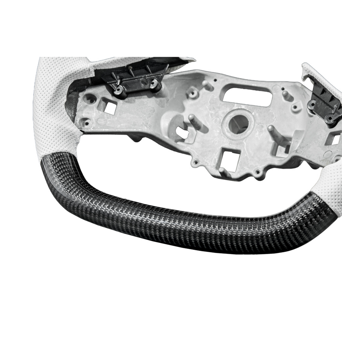 Corvette C8 Carbon Fiber Steering Wheel White Perforated Leather White Stitching White Stripe image 9