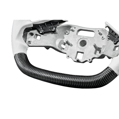 Corvette C8 Carbon Fiber Steering Wheel White Perforated Leather White Stitching White Stripe image 9
