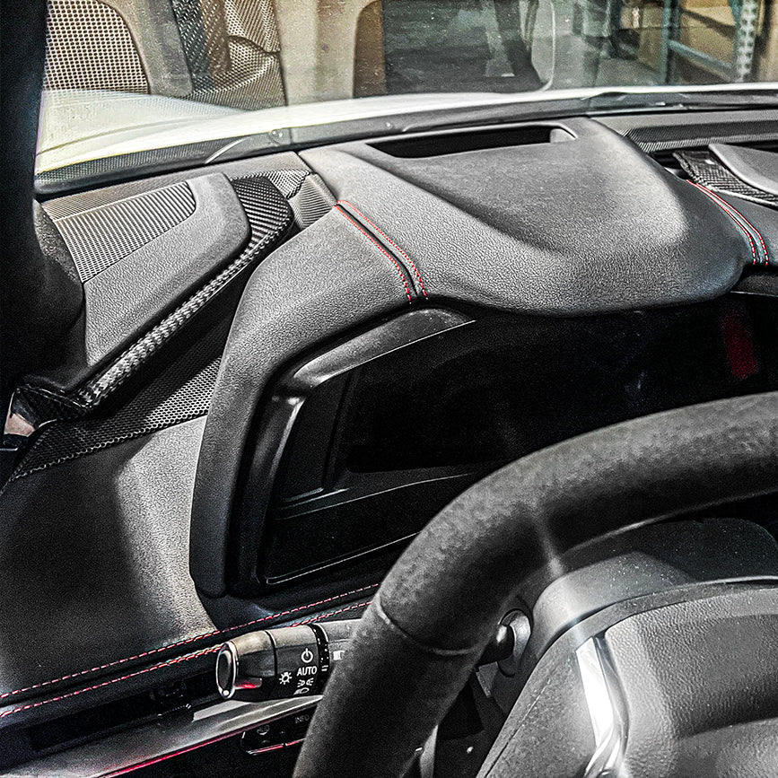 Corvette C8 DRY CARBON FIBER Upper Dash Pad Trim Kit image 1