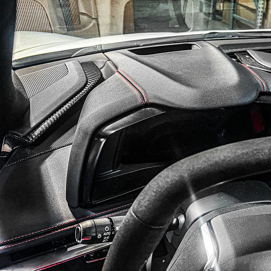 Corvette C8 DRY CARBON FIBER Upper Dash Pad Trim Kit image 1