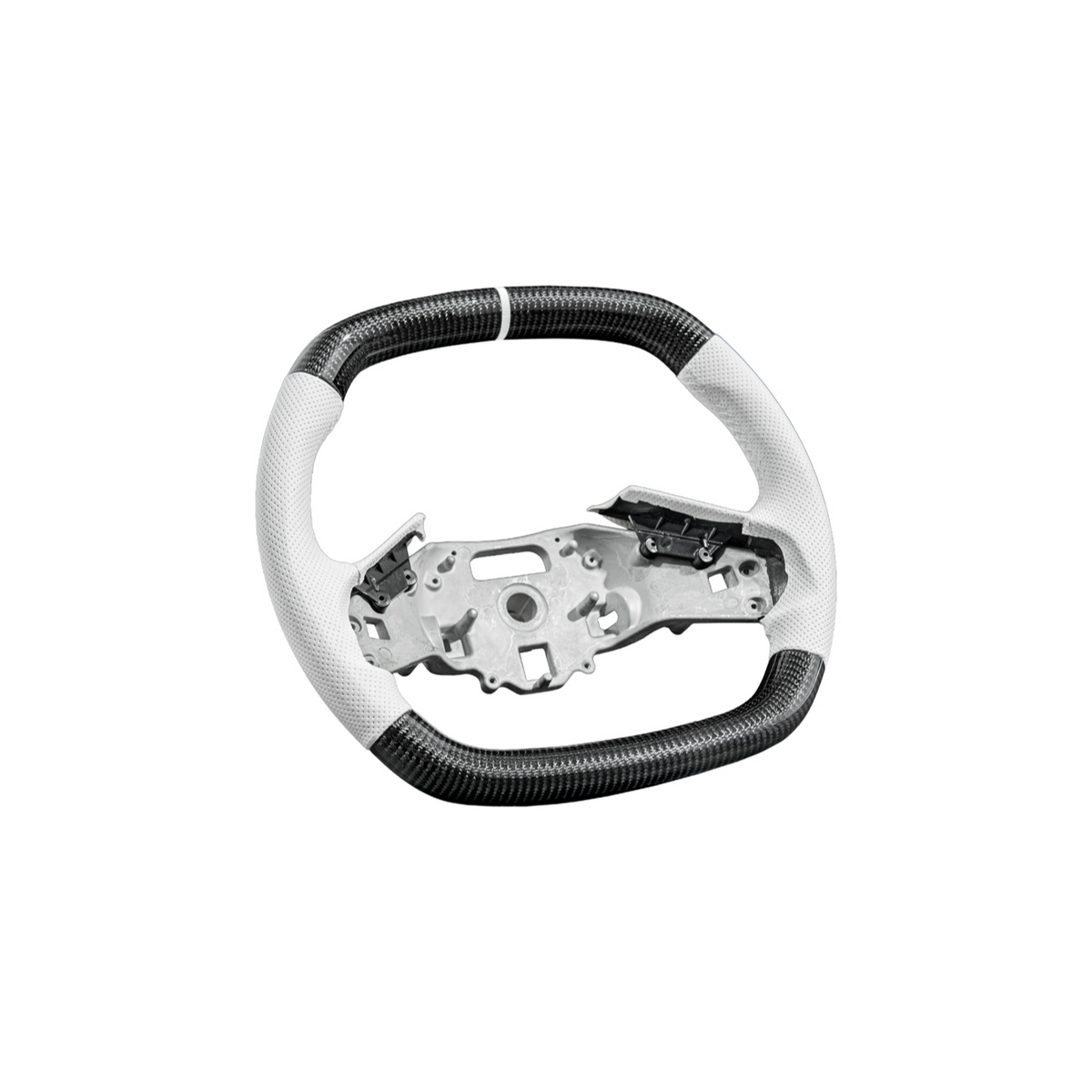 Corvette C8 Carbon Fiber Steering Wheel White Perforated Leather White Stitching White Stripe image 2