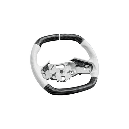 Corvette C8 Carbon Fiber Steering Wheel White Perforated Leather White Stitching White Stripe image 2