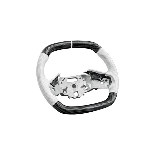 Corvette C8 Carbon Fiber Steering Wheel White Perforated Leather White Stitching White Stripe image 2