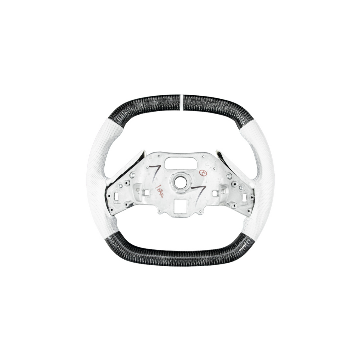 Corvette C8 Carbon Fiber Steering Wheel White Perforated Leather White Stitching White Stripe image 7