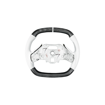 Corvette C8 Carbon Fiber Steering Wheel White Perforated Leather White Stitching White Stripe image 7