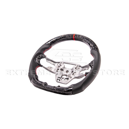 2024-Up Ford Mustang Forged CARBON FIBER Perforated Leather Red Stripe Steering Wheel image 7