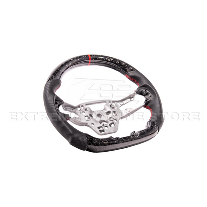 2024-Up Ford Mustang Forged CARBON FIBER Perforated Leather Red Stripe Steering Wheel image 8