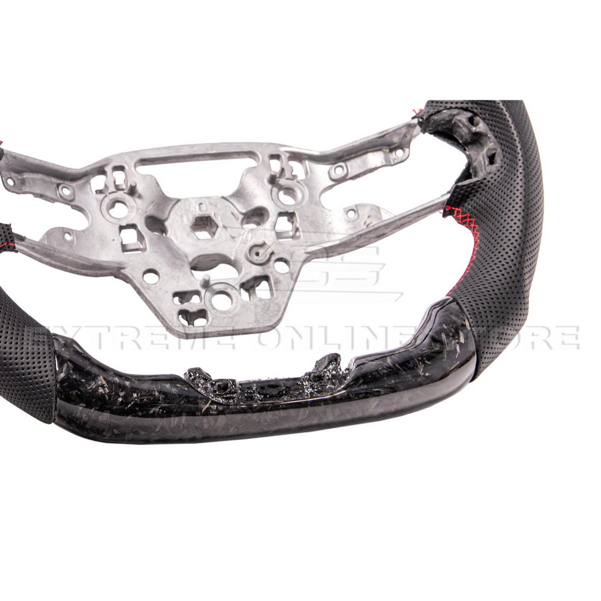 2024-Up Ford Mustang Forged CARBON FIBER Perforated Leather Red Stripe Steering Wheel image 10